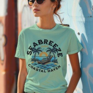 Coastal Haven Beach Vibes Graphic Tee shirts