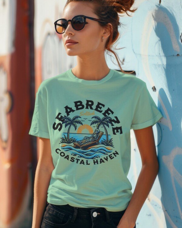 Coastal Haven Beach Vibes Graphic Tee shirts